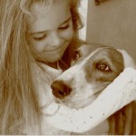 Girl with bassett hound